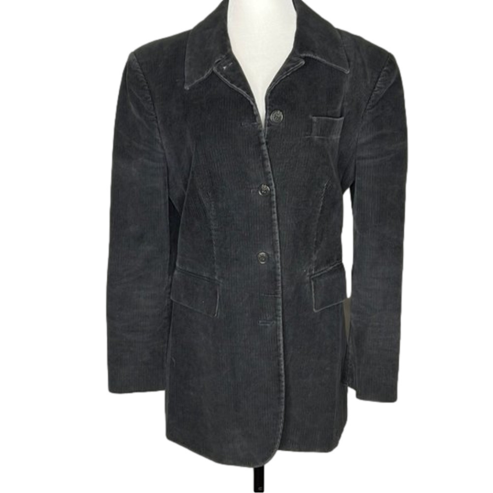 Solo Jazz  Italian Long Black Corduroy Blazer